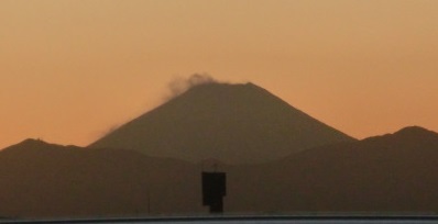 夕焼けの冨士山。